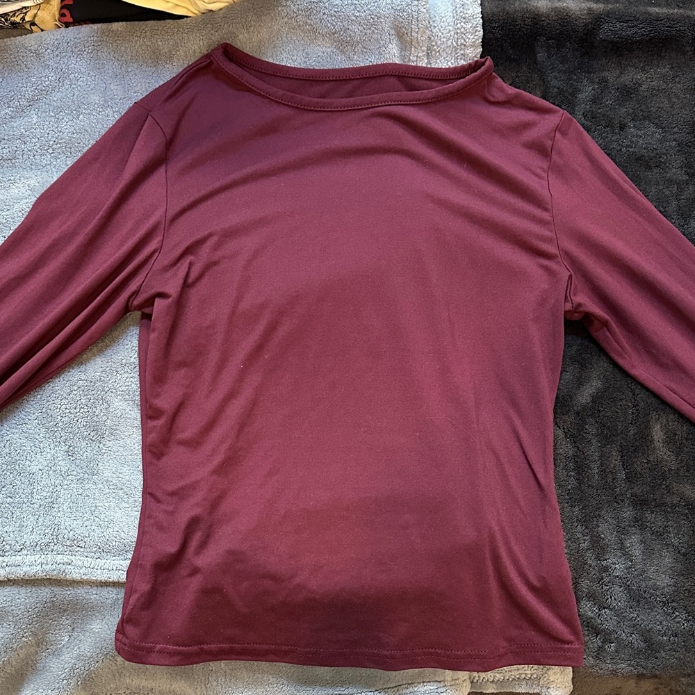 Women's Burgundy Long Sleeve Top